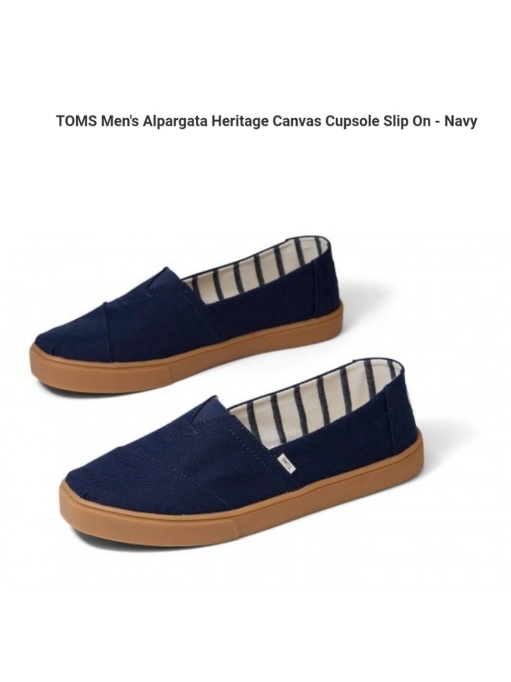 Toms Men Classic Slip On Sneaker Navy Blue Canvas Loafers Size 9